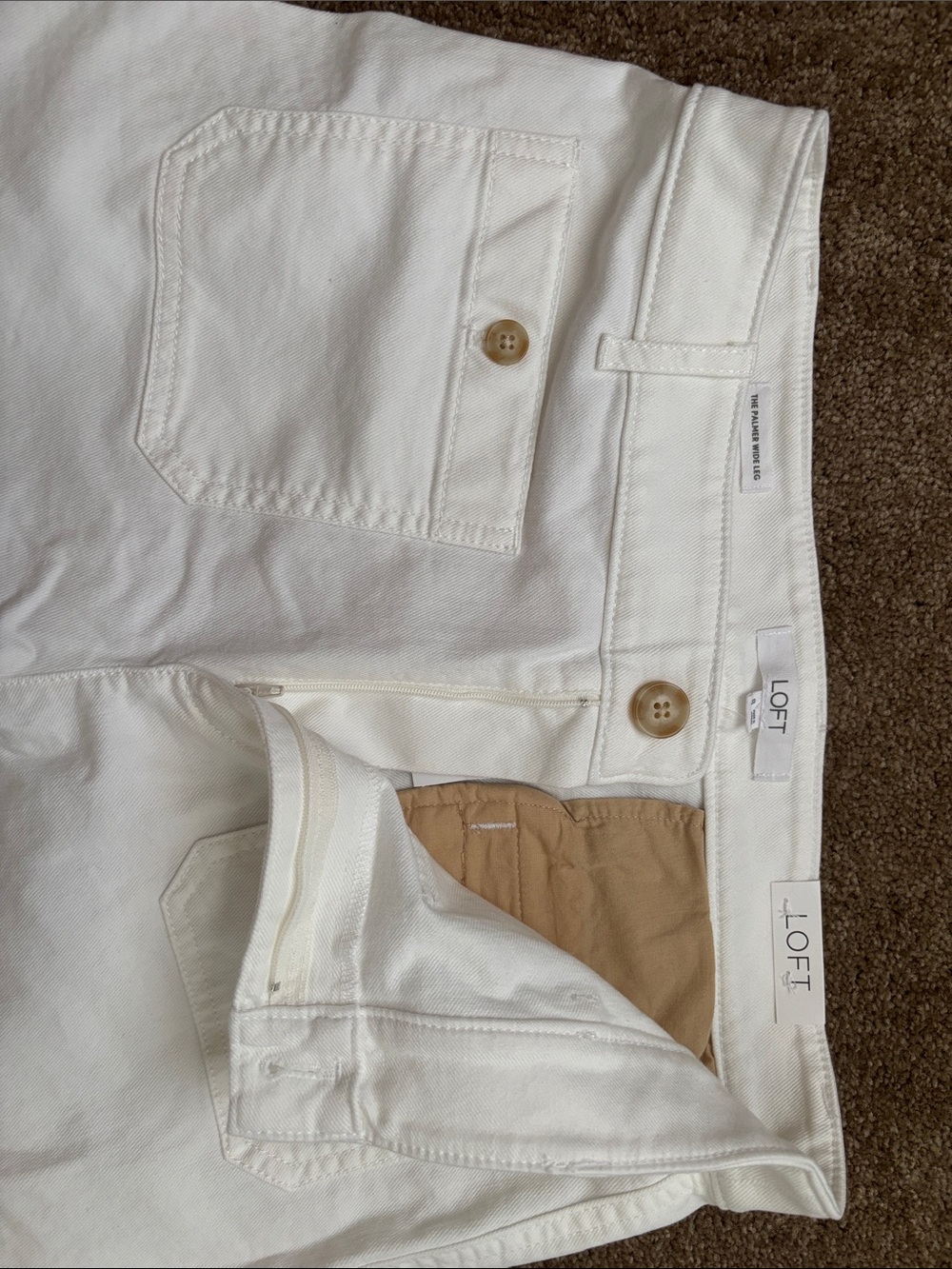 LOFT Women’s White Palmer Wide Leg Jeans